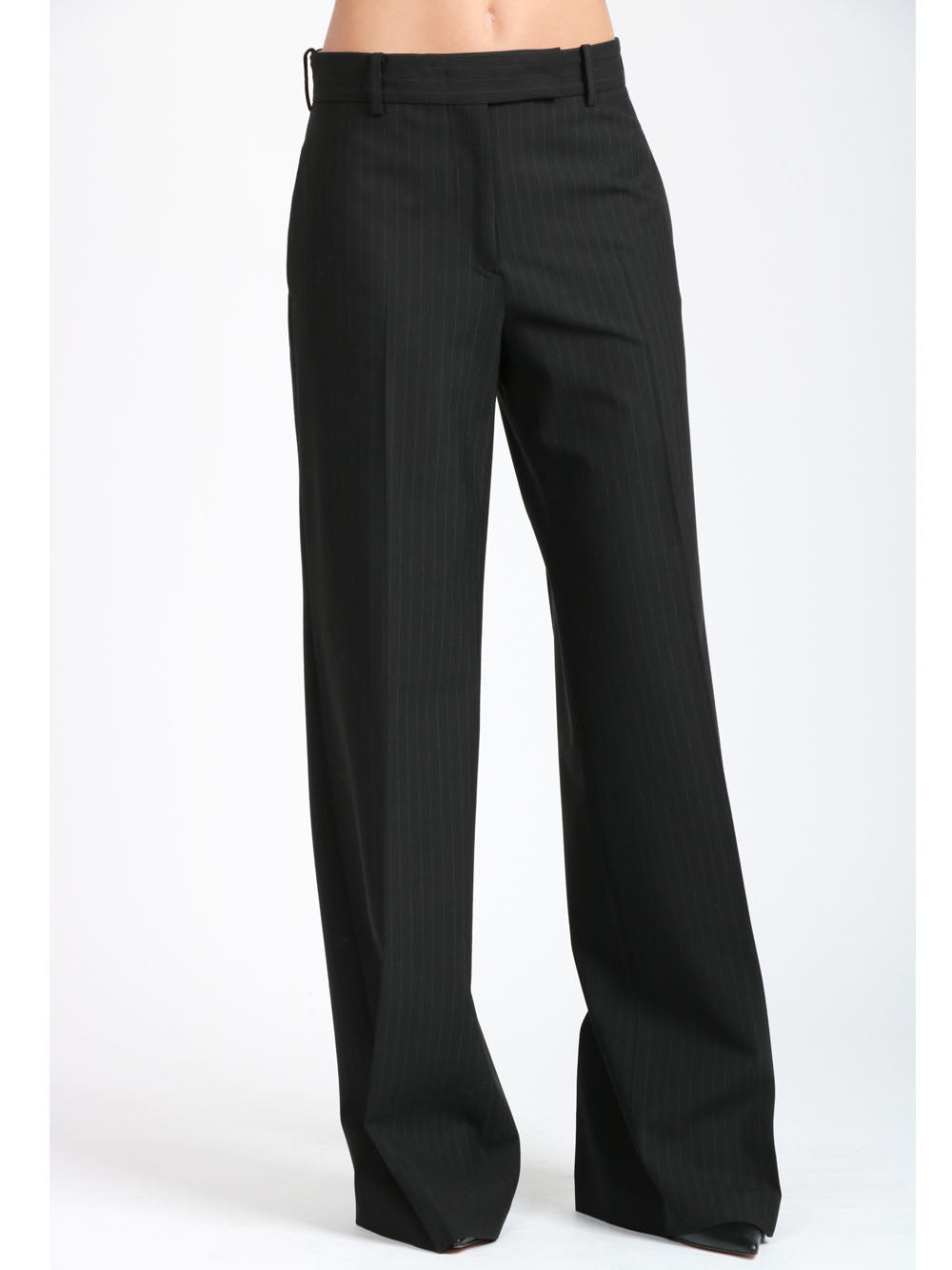 N°21 Pantaloni in Fresco Lana Neri Gessati Nero