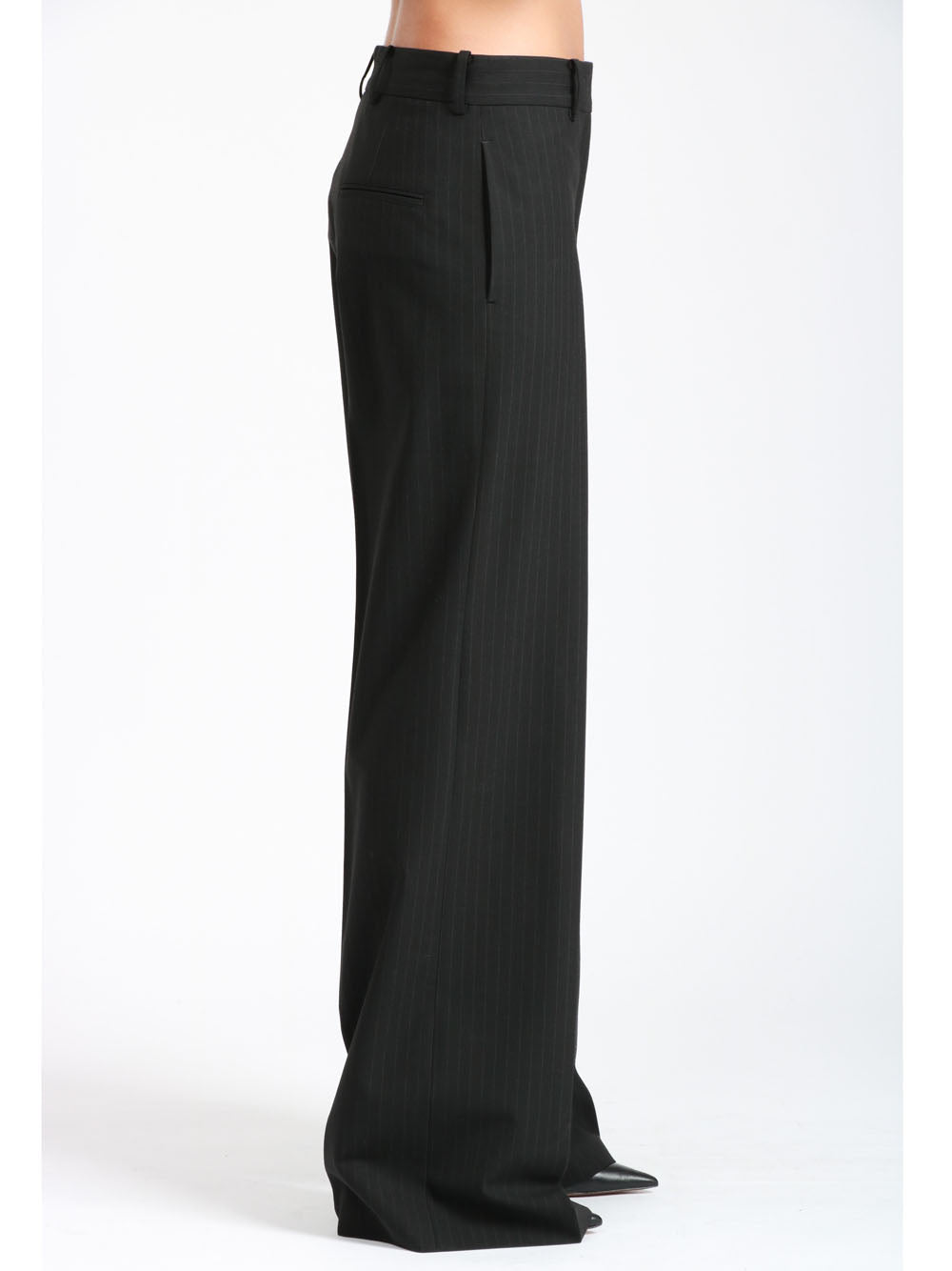 N°21 Pantaloni in Fresco Lana Neri Gessati Nero