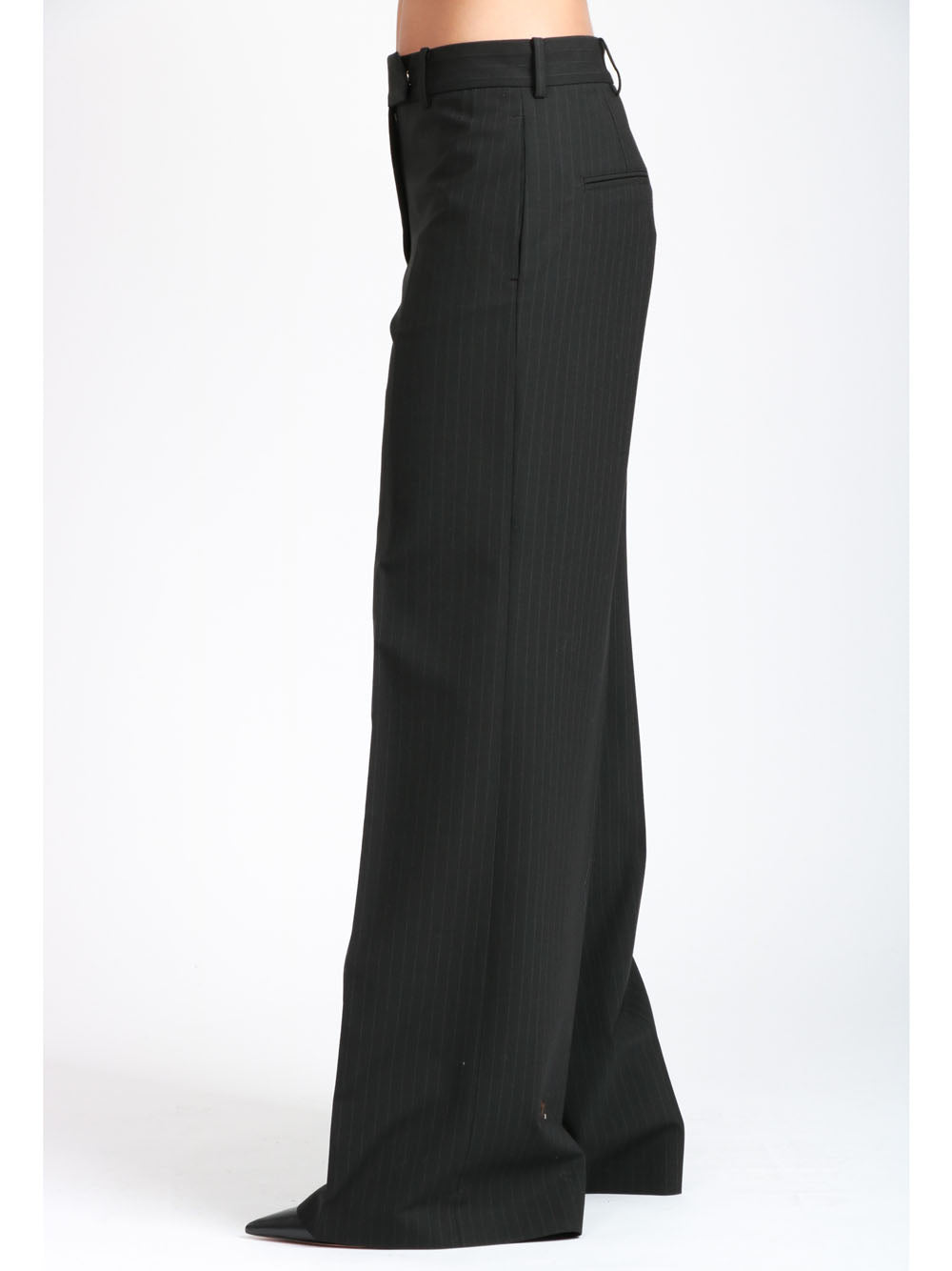 N°21 Pantaloni in Fresco Lana Neri Gessati Nero