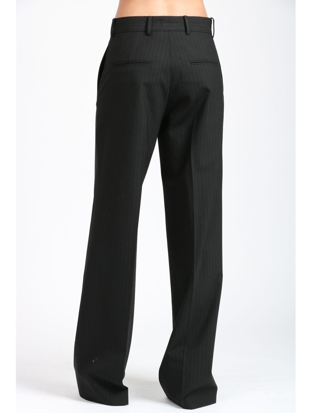N°21 Pantaloni in Fresco Lana Neri Gessati Nero