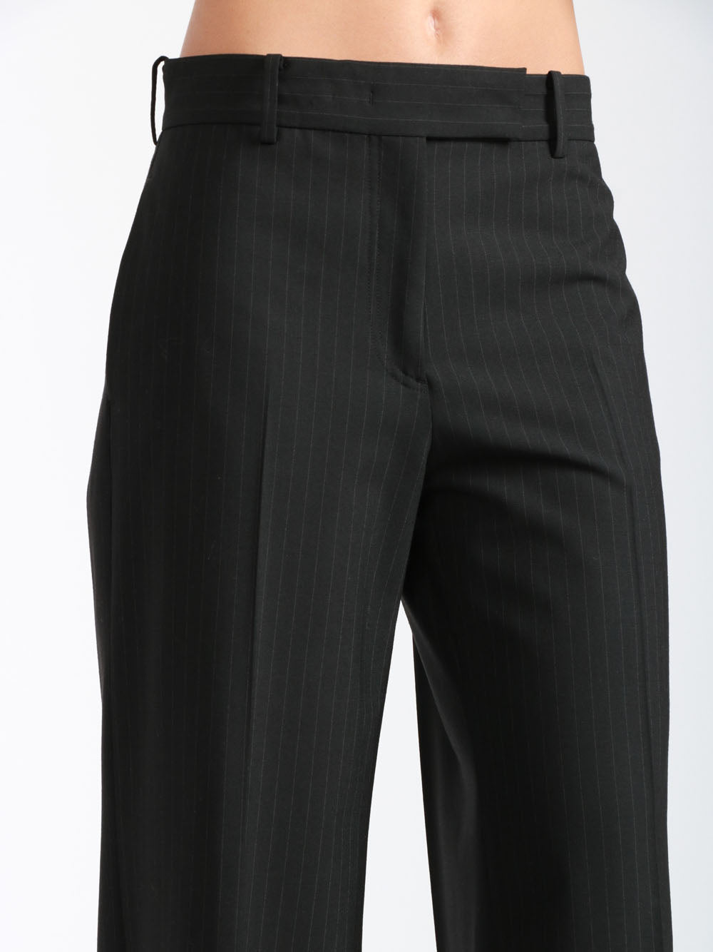 N°21 Pantaloni in Fresco Lana Neri Gessati Nero