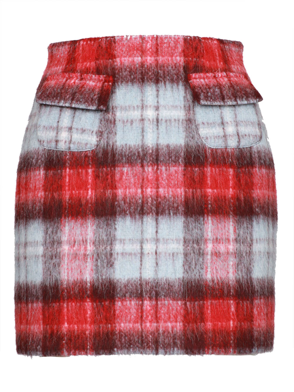 N°21 Gonna Mini in Check Rossa e Celeste Azzurro Rosso