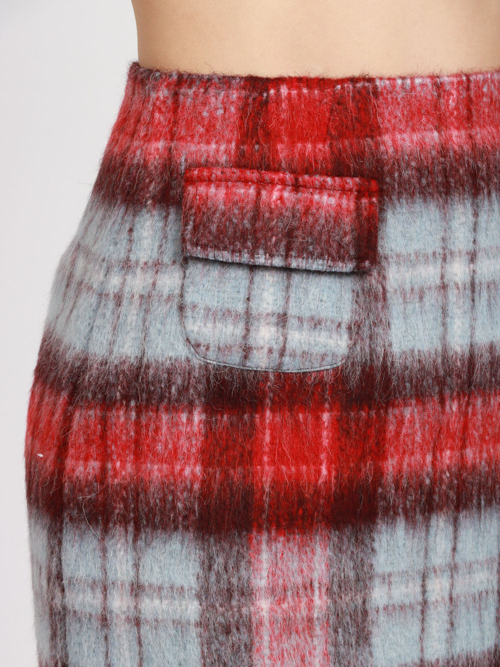 N°21 Gonna Mini in Check Rossa e Celeste Azzurro Rosso
