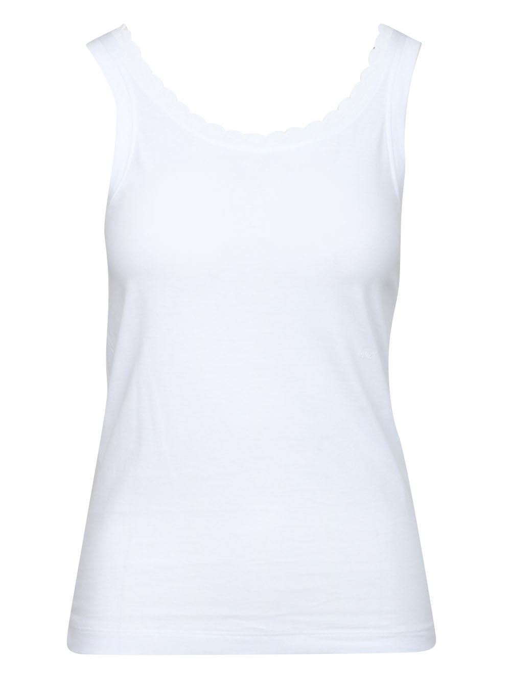 N°21 Top Canotta in Cotone Bianco con Ricamo sullo Scollo Bianco
