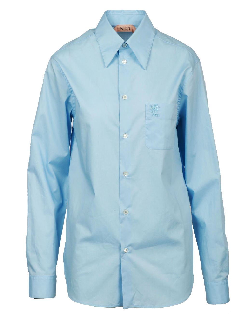 N°21 Camicia Over in Popeline di Cotone Celeste Celeste