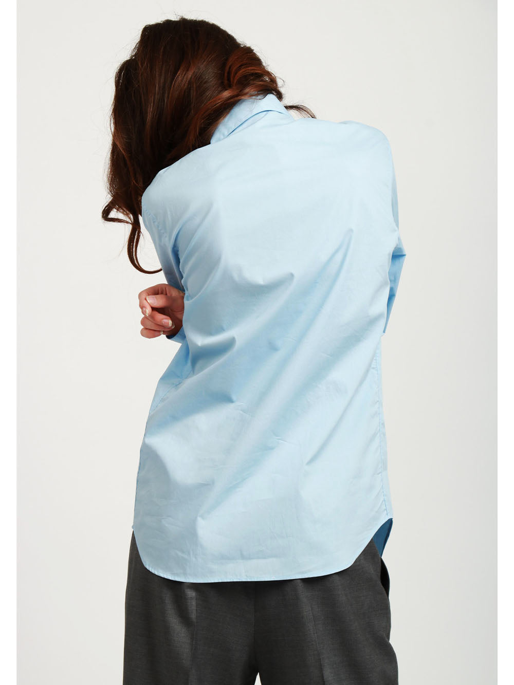 N°21 Camicia Over in Popeline di Cotone Celeste Celeste
