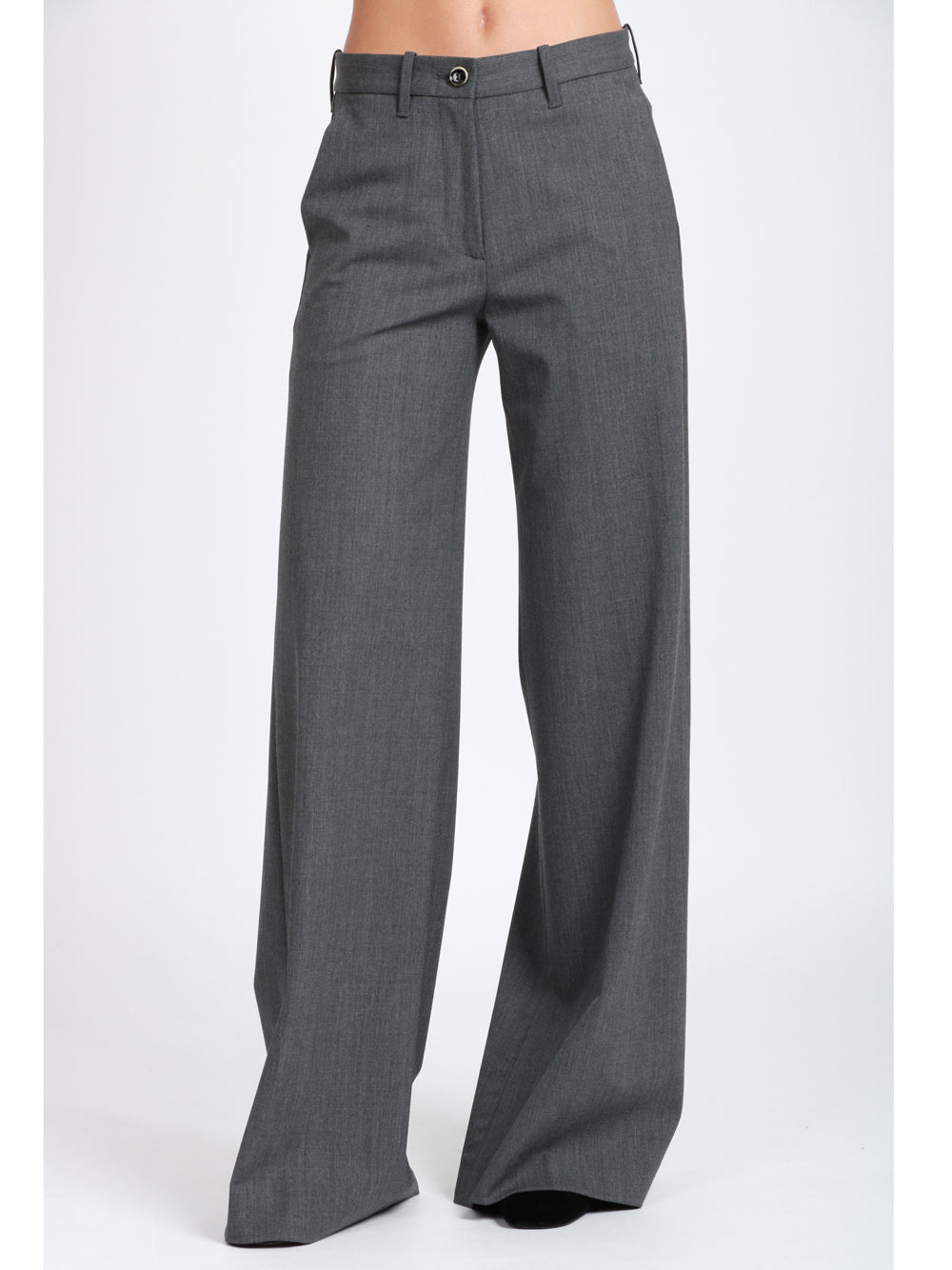 NINE INTHE MORNING Pantaloni Nadia Palazzo in Fresco di Lana Grigi Grigio