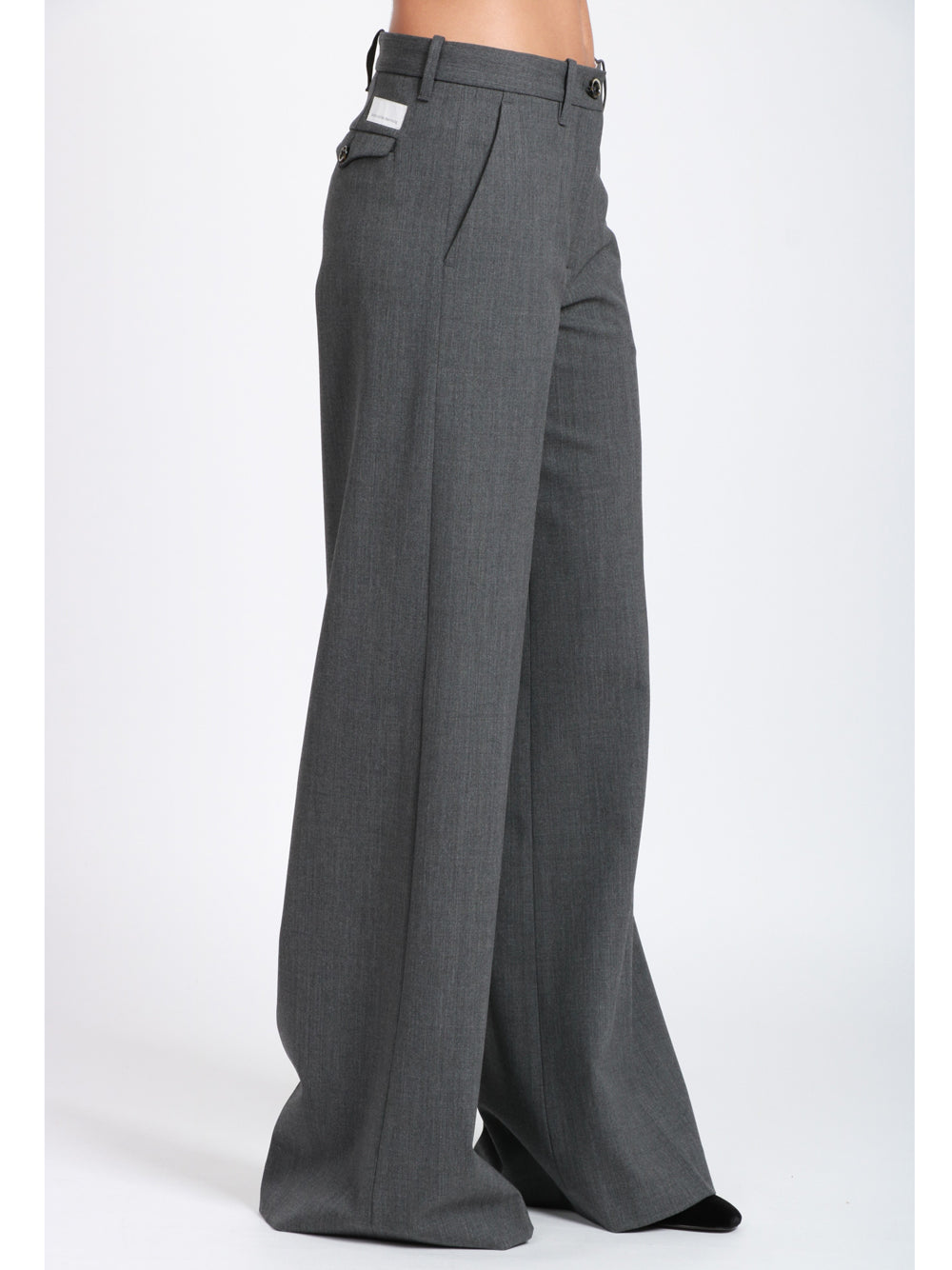 NINE INTHE MORNING Pantaloni Nadia Palazzo in Fresco di Lana Grigi Grigio