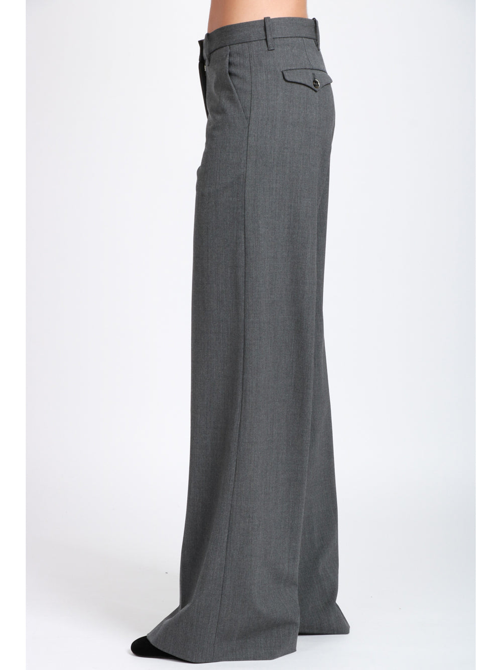 NINE INTHE MORNING Pantaloni Nadia Palazzo in Fresco di Lana Grigi Grigio