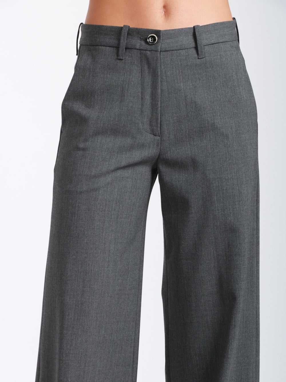 NINE INTHE MORNING Pantaloni Nadia Palazzo in Fresco di Lana Grigi Grigio