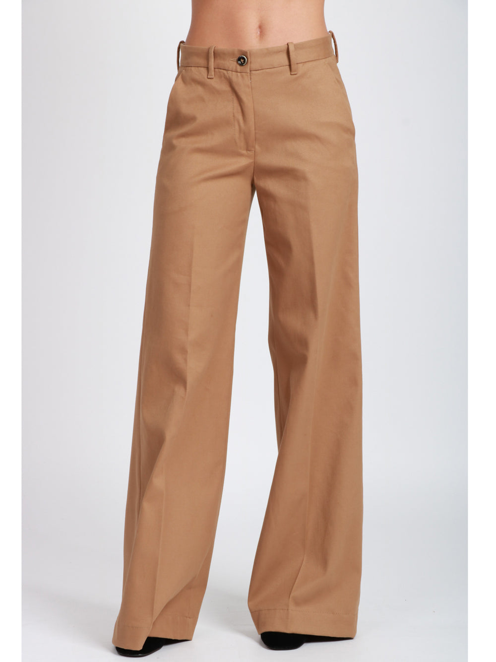 NINE INTHE MORNING Pantaloni Nadia Palazzo in Cotone e Cashmere Cammello Camel