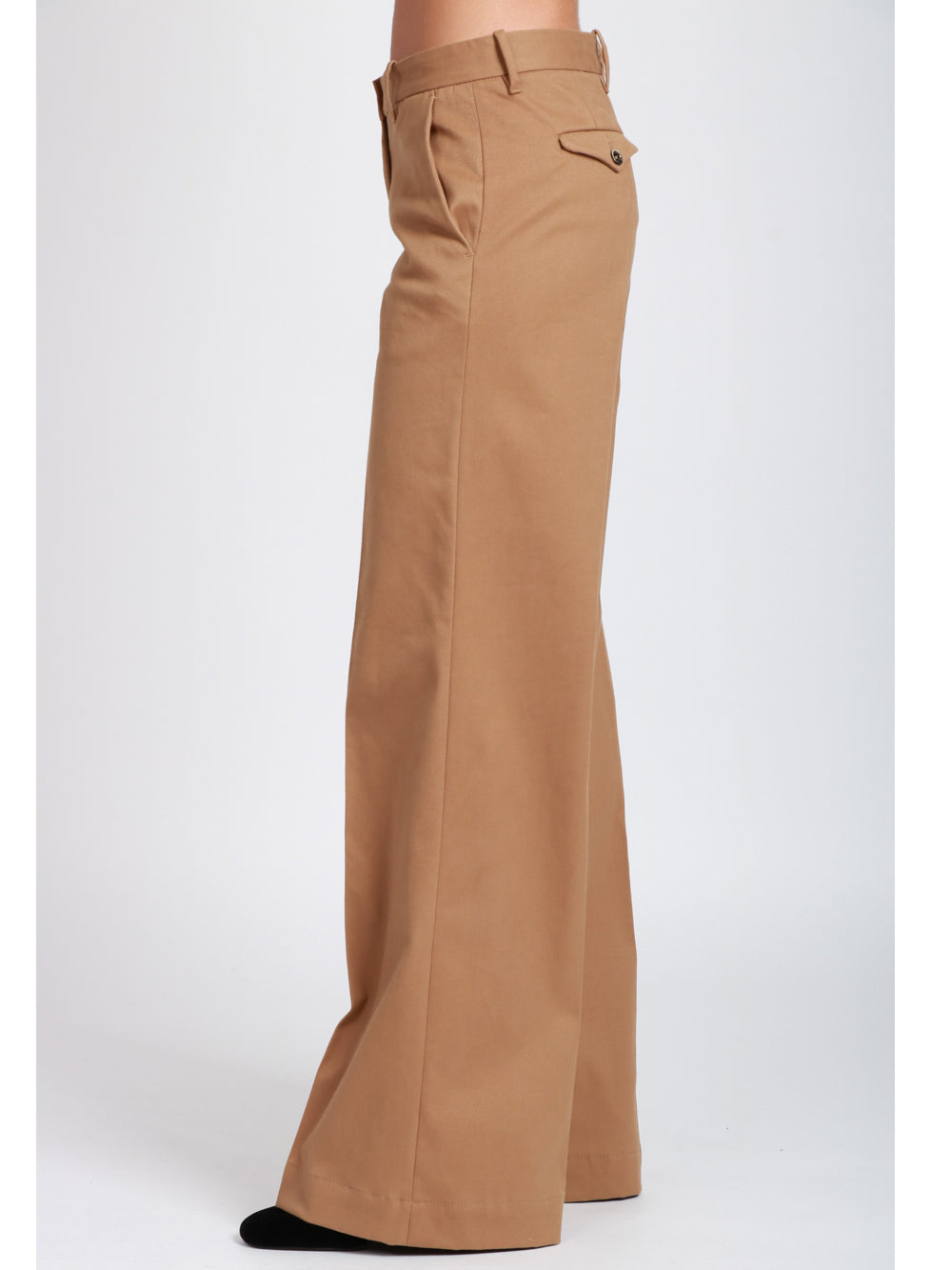 NINE INTHE MORNING Pantaloni Nadia Palazzo in Cotone e Cashmere Cammello Camel