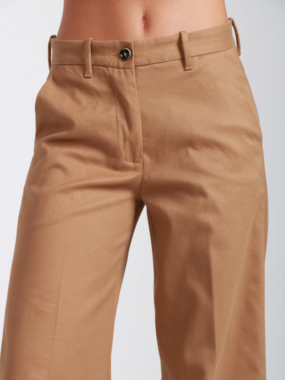 NINE INTHE MORNING Pantaloni Nadia Palazzo in Cotone e Cashmere Cammello Camel