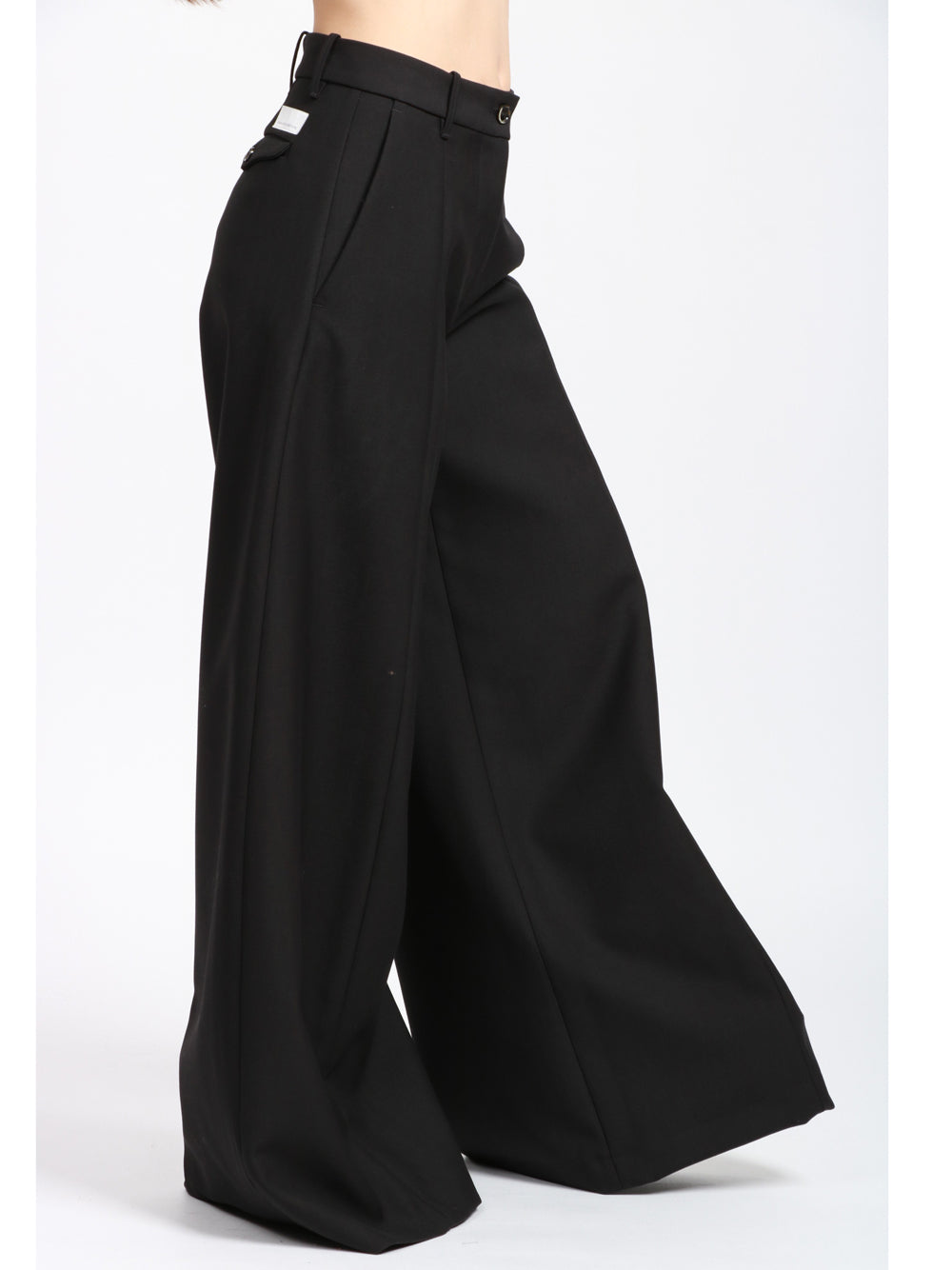 NINE INTHE MORNING Pantaloni Orianna Palazzo in Fresco di Lana Neri Nero