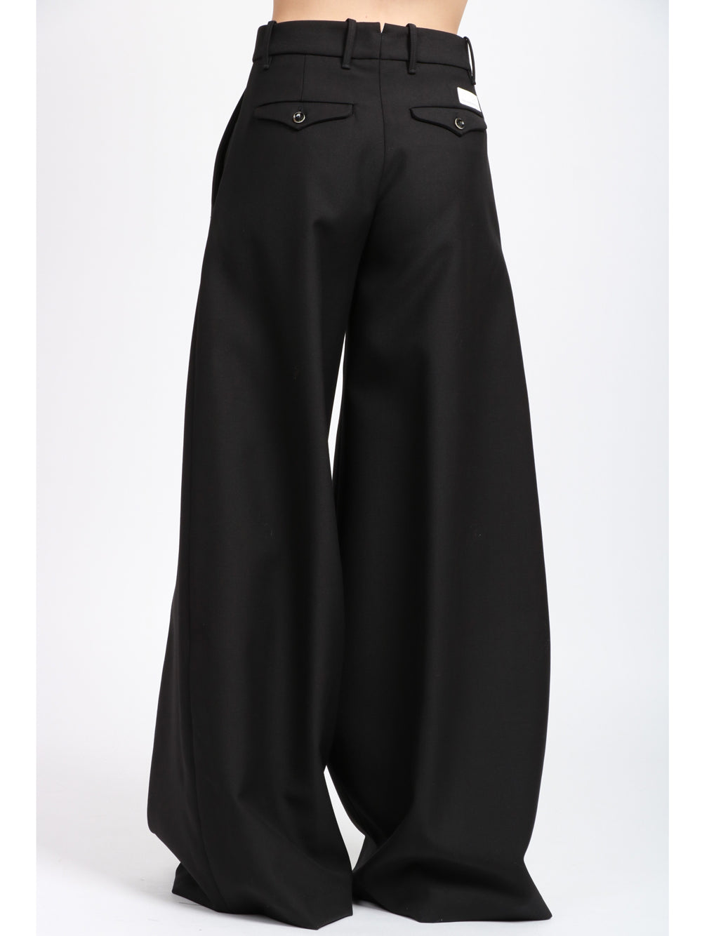 NINE INTHE MORNING Pantaloni Orianna Palazzo in Fresco di Lana Neri Nero