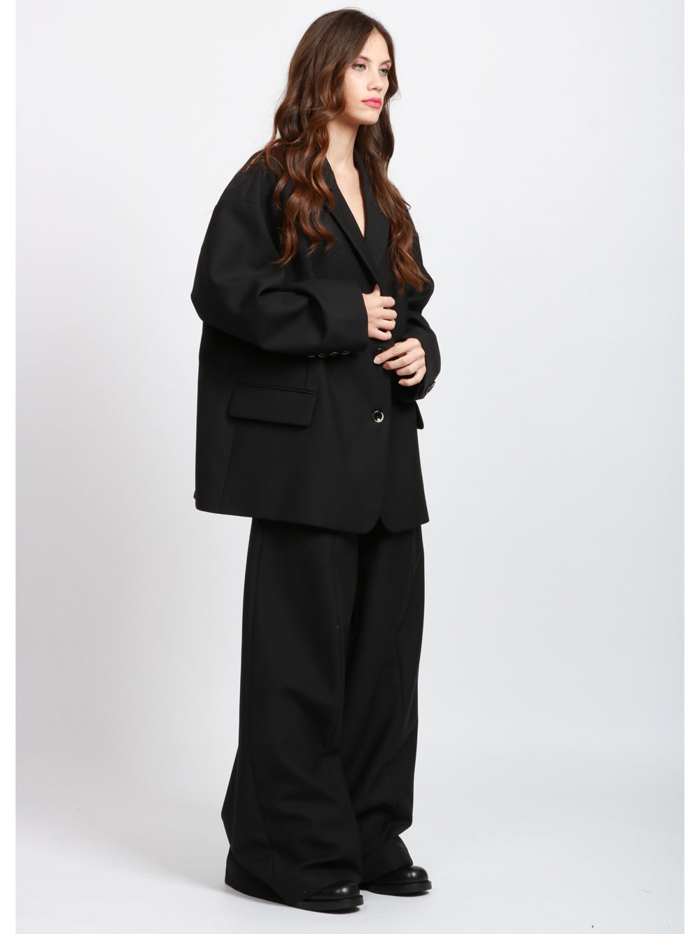 NINE INTHE MORNING Giacca Tecla Over Monopetto in Fresco di Lana Nera Nero