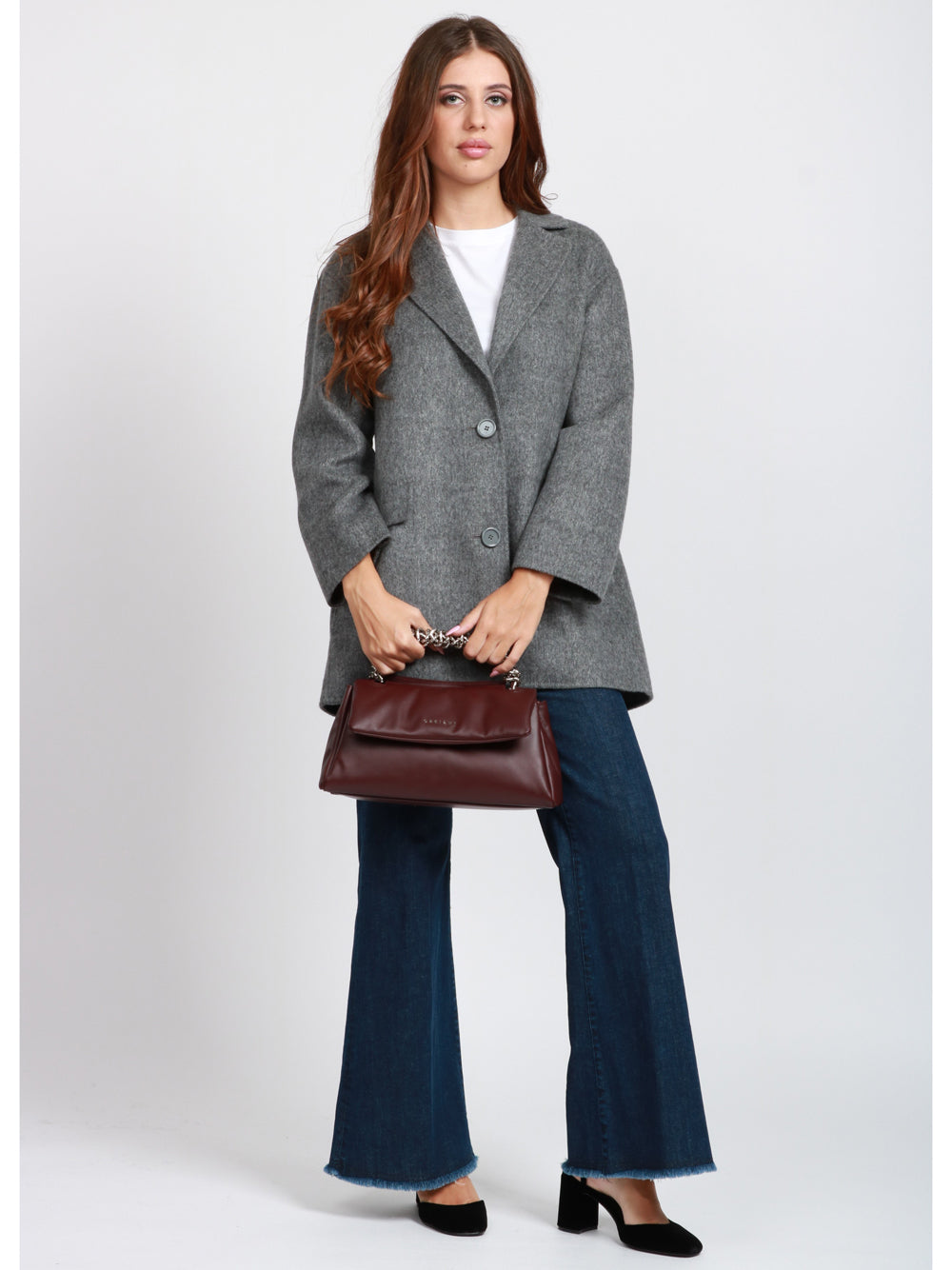 ORCIANI Borsa a Mano Sveva Longuette Bold in Pelle Bordeaux Bordeaux