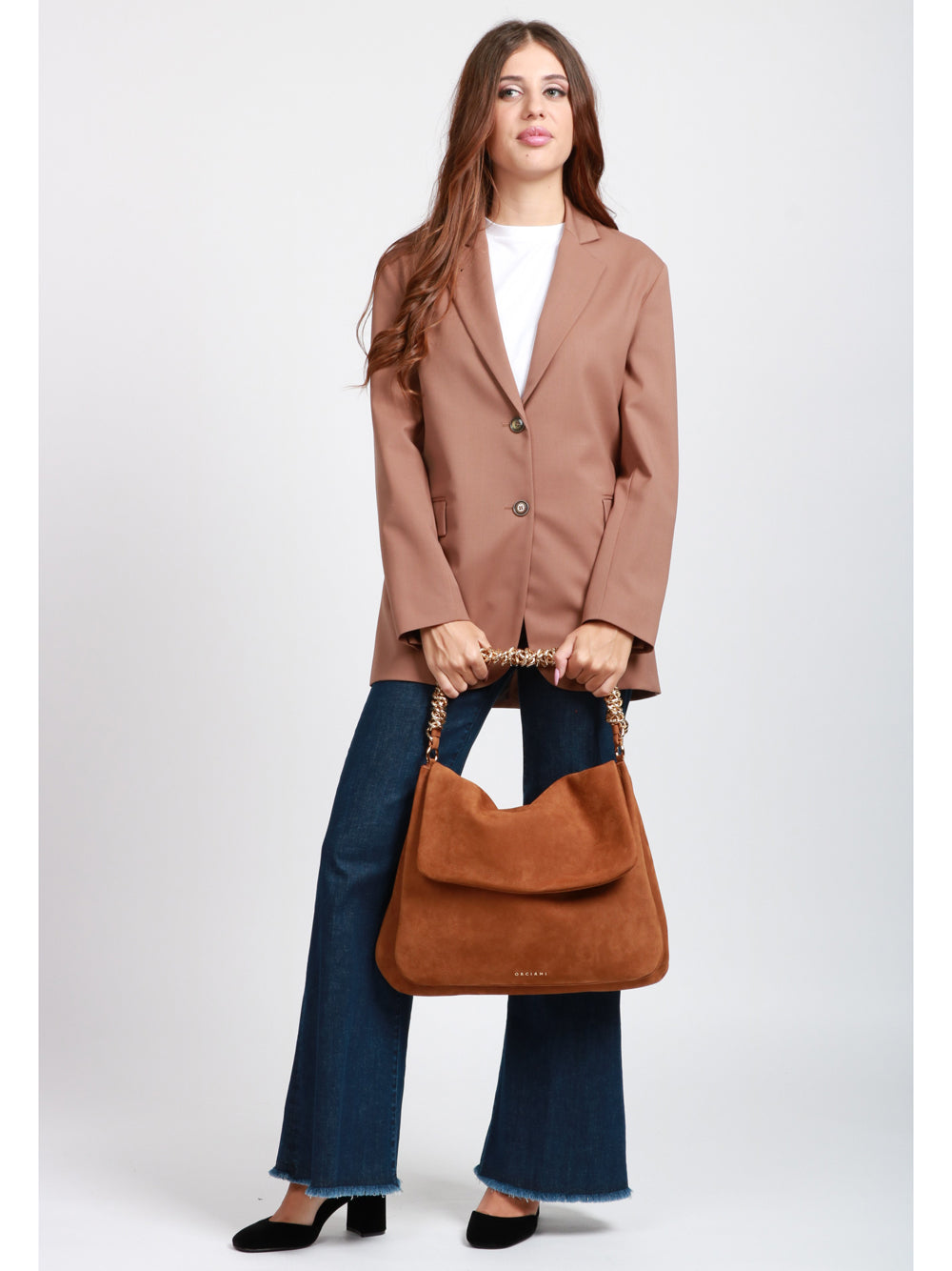 ORCIANI Borsa a Spalla Diana Large in Nabucco Cuoio Cuoio