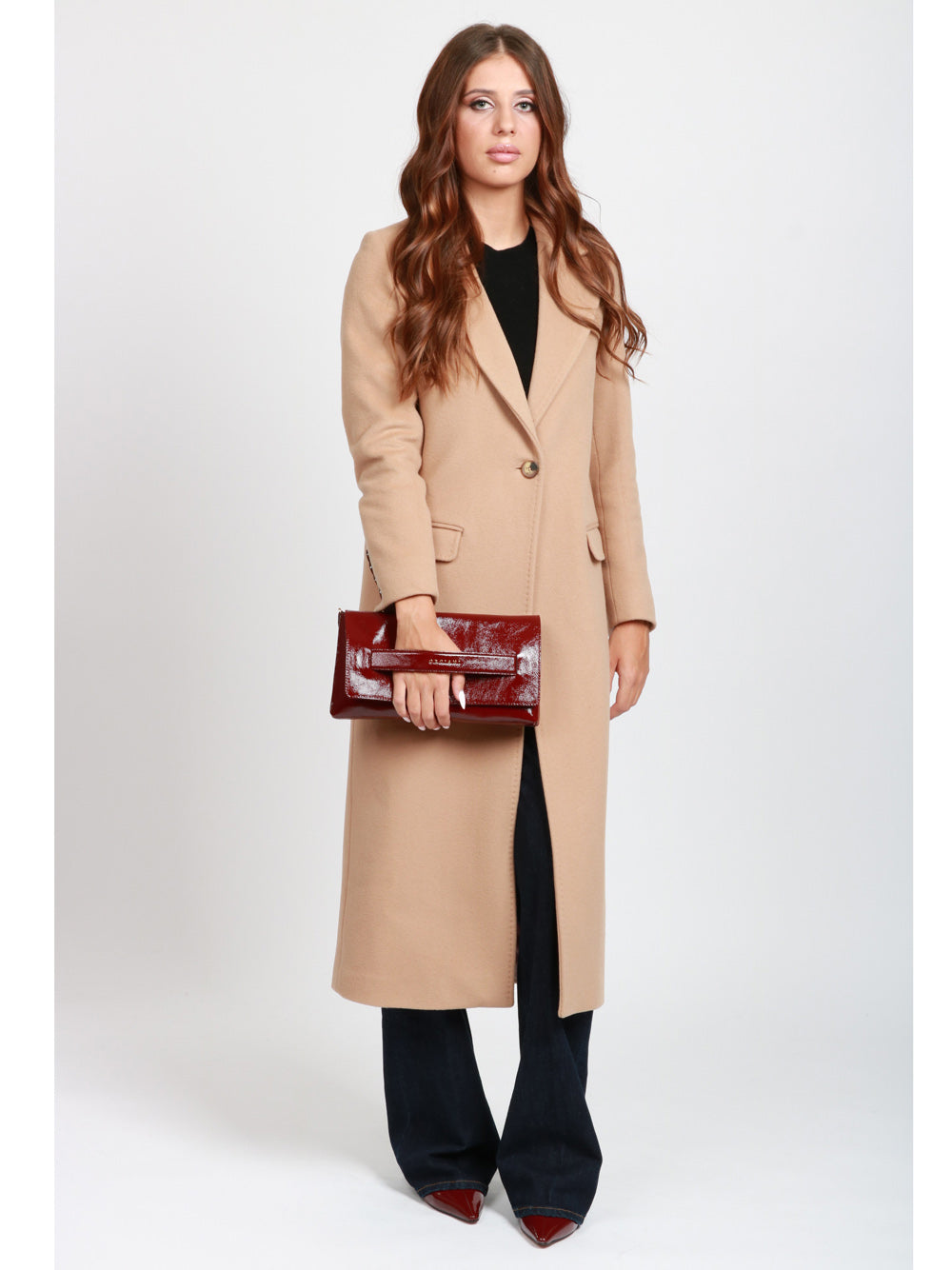 ORCIANI Borsa Pochette Gossip in Pelle Bordeaux Bordeaux