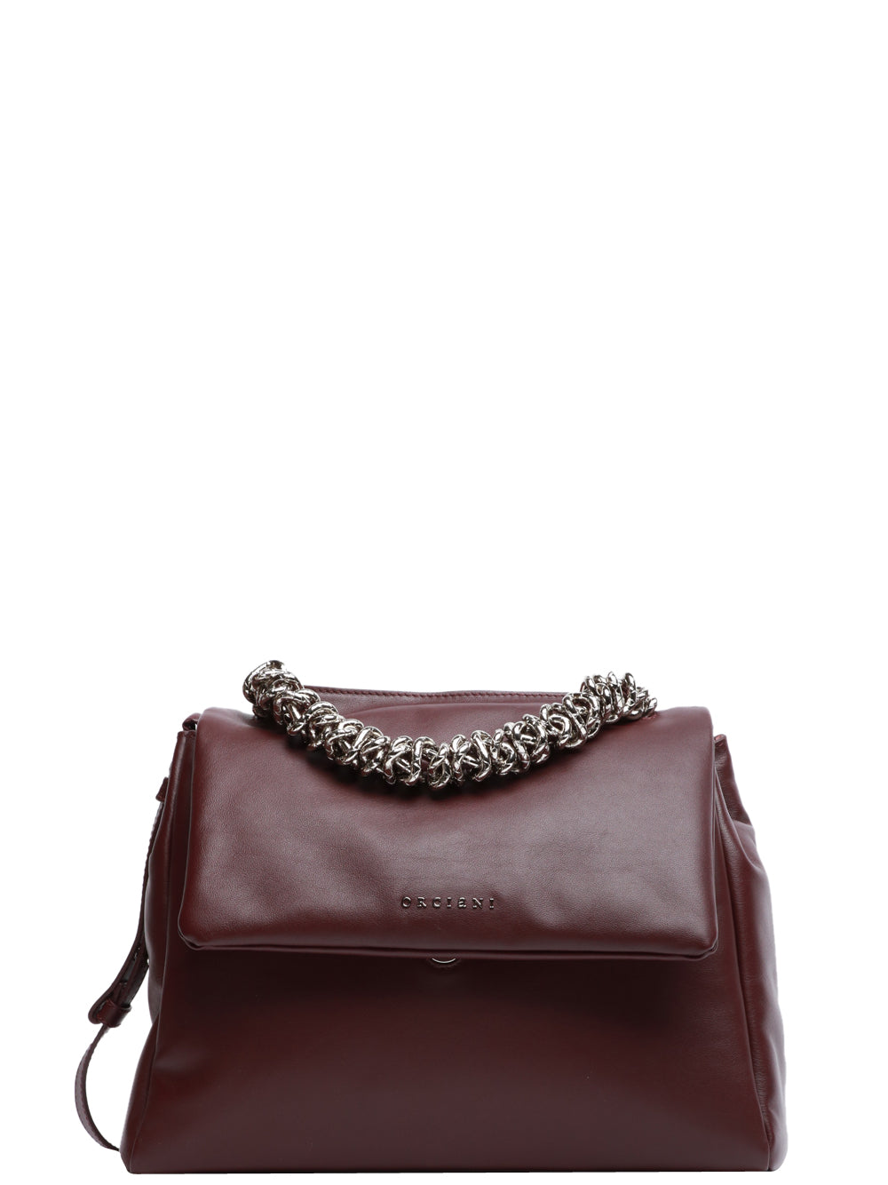 ORCIANI Borsa a Mano Sveva Bold Media in Pelle Bordeux con Tracolla Bordeaux