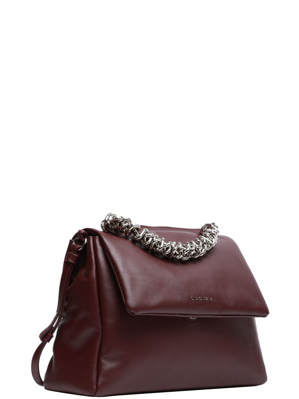 ORCIANI Borsa a Mano Sveva Bold Media in Pelle Bordeux con Tracolla Bordeaux