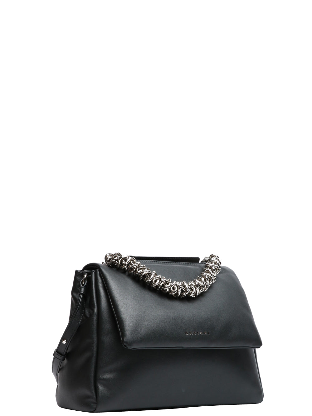 ORCIANI Borsa a Mano Sveva Bold Media in Pelle Nera con Tracolla Nero