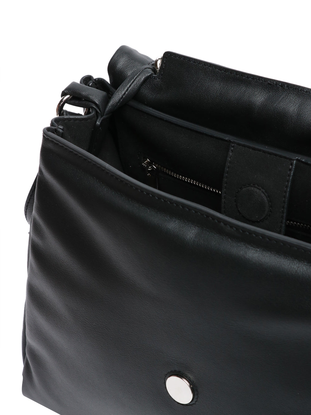 ORCIANI Borsa a Mano Sveva Bold Media in Pelle Nera con Tracolla Nero