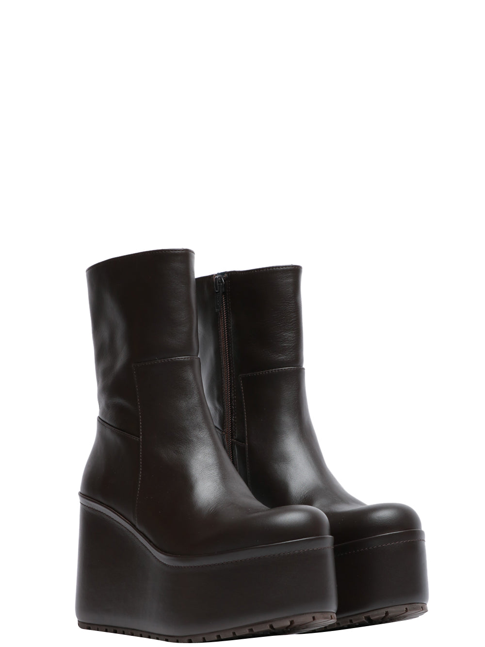 PALOMA BARCELÒ Stivali Barta in Pelle Testa di Moro con Zeppa Testa di moro