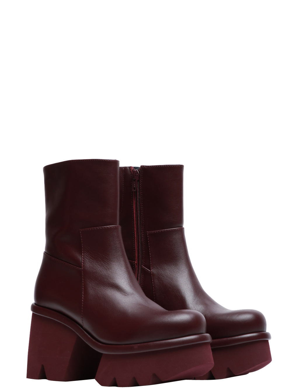 PALOMA BARCELÒ Stivali Hanne in Pelle Bordeaux con Tacco e Plateau Bordeaux