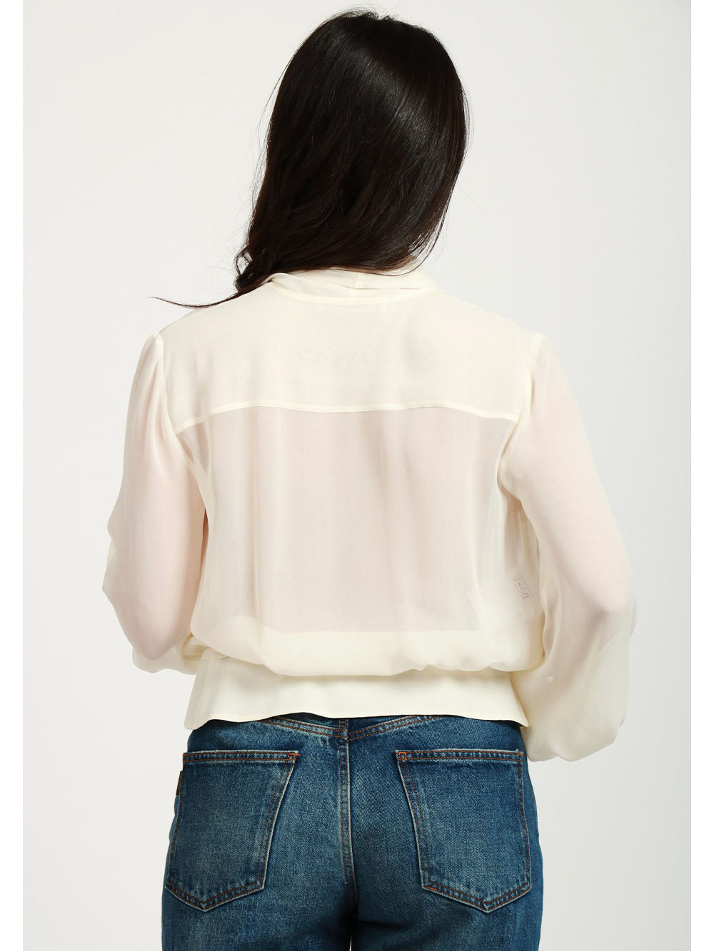 PHILOSOPHY DI LORENZO SERAFINI Blusa Cache Coeur in Gerogette Misto Seta Avorio Avorio