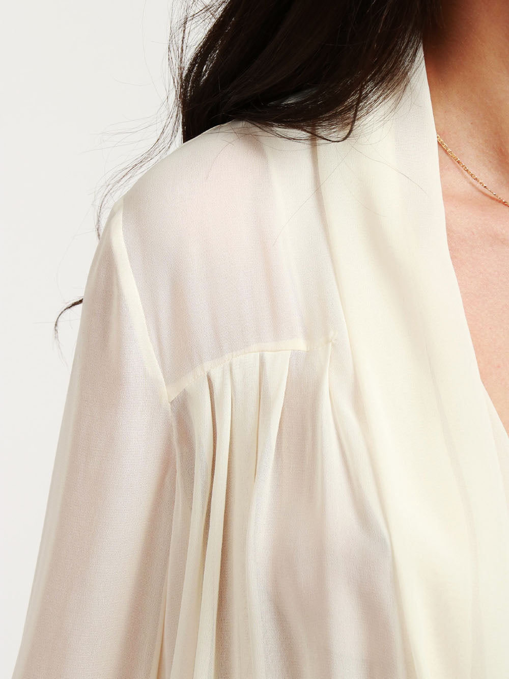 PHILOSOPHY DI LORENZO SERAFINI Blusa Cache Coeur in Gerogette Misto Seta Avorio Avorio