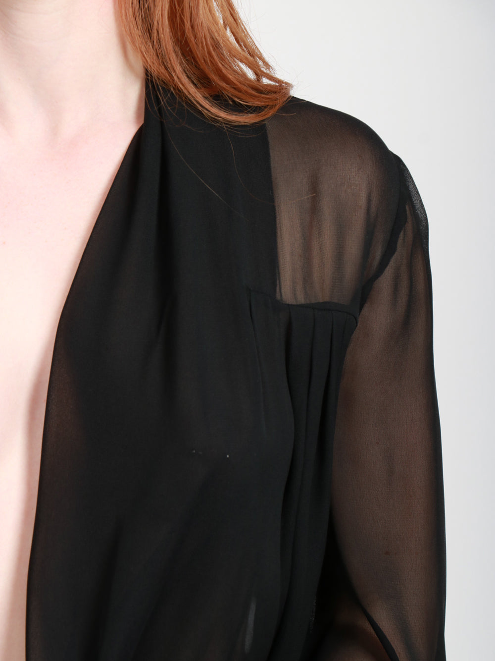 PHILOSOPHY DI LORENZO SERAFINI Blusa Cache Coeur in Gerogette Misto Seta Nera Nero