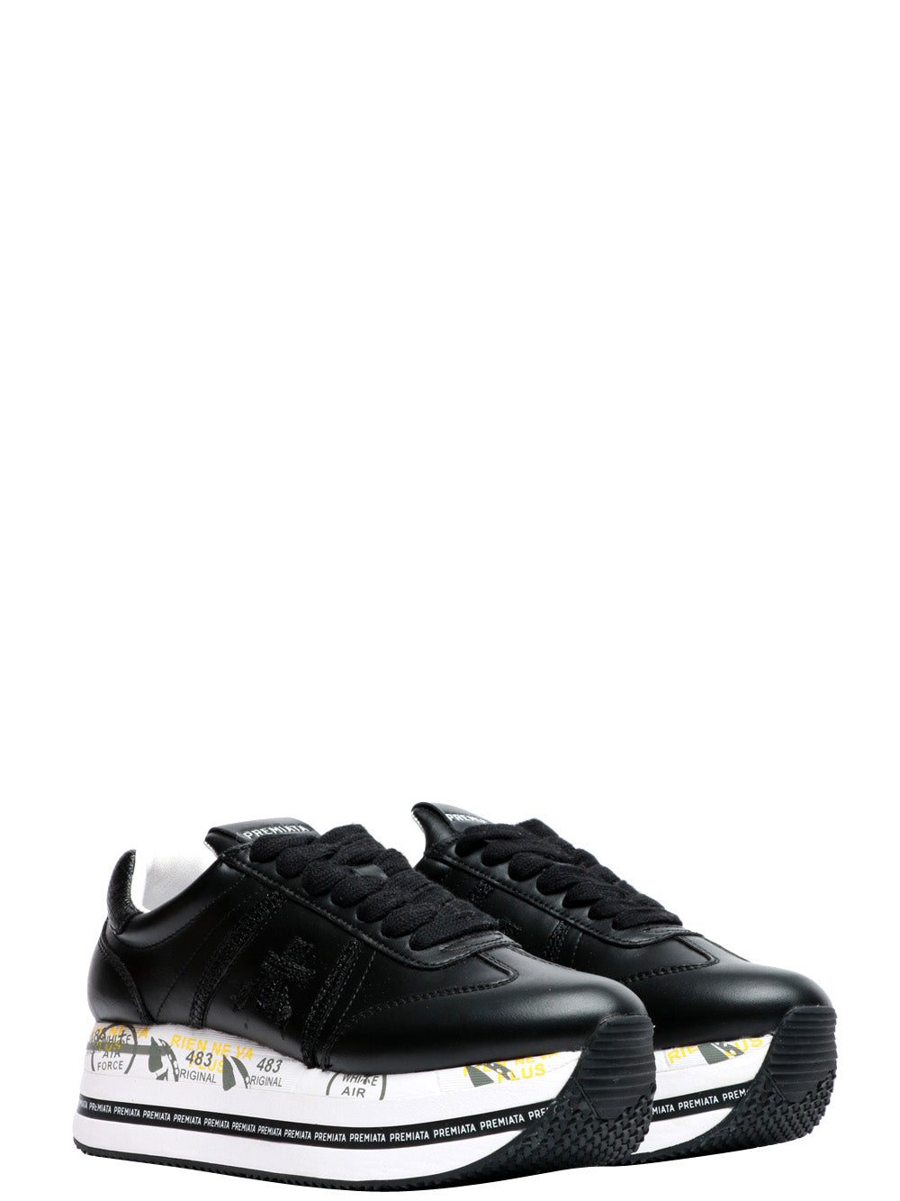 PREMIATA Scarpe Sneakers Beth in Pelle Nere Nero