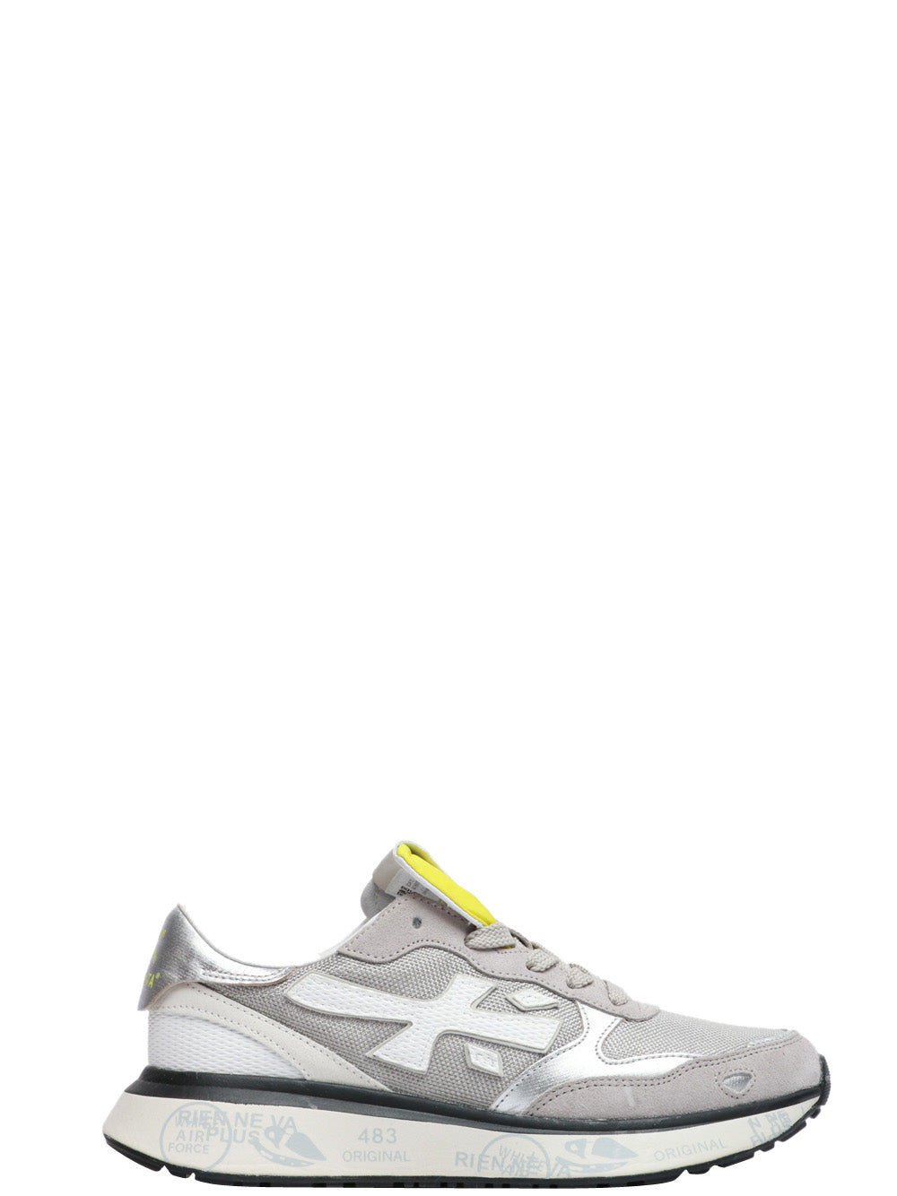 PREMIATA Scarpe Sneakers Lauryn in Pelle e Tessuto Grigie Silver lime