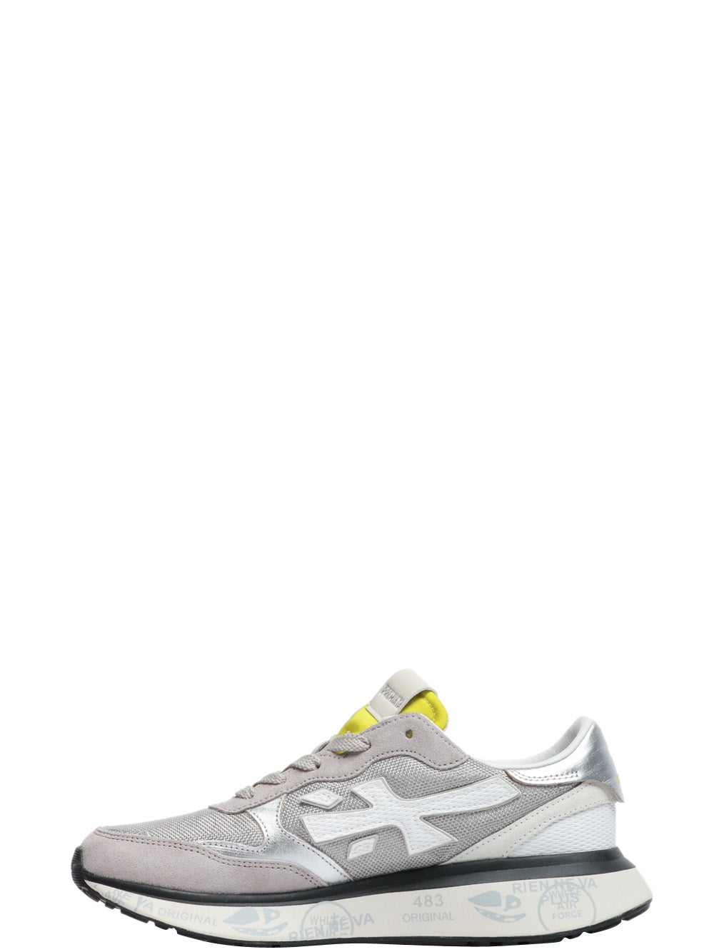 PREMIATA Scarpe Sneakers Lauryn in Pelle e Tessuto Grigie Silver lime