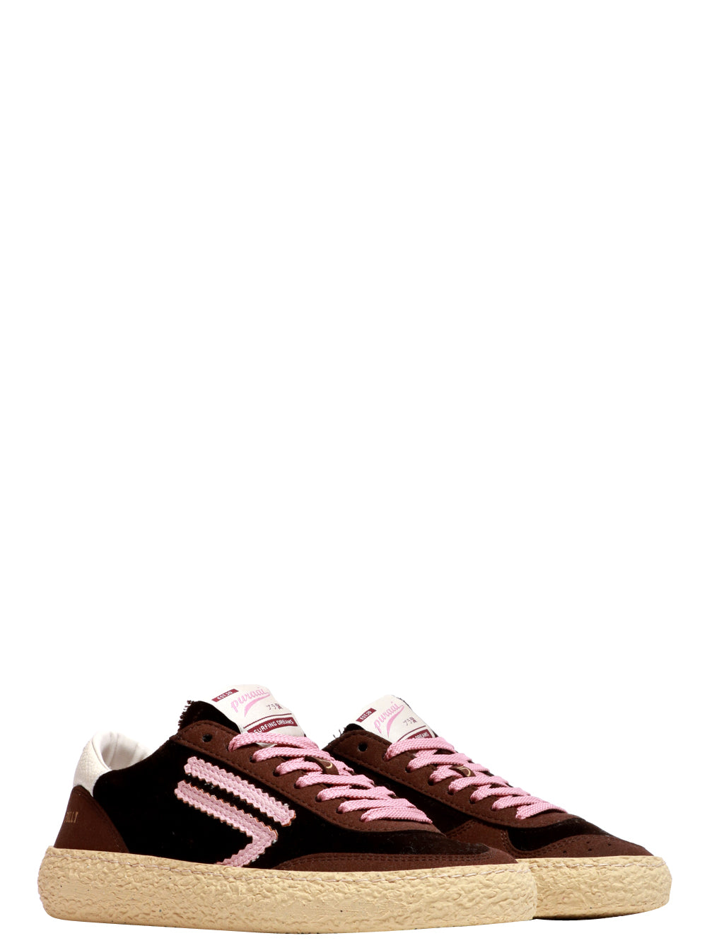 PURAAI Scarpe Sneakers Polly in Velluto Marrone e Rosa Marrone/rosa