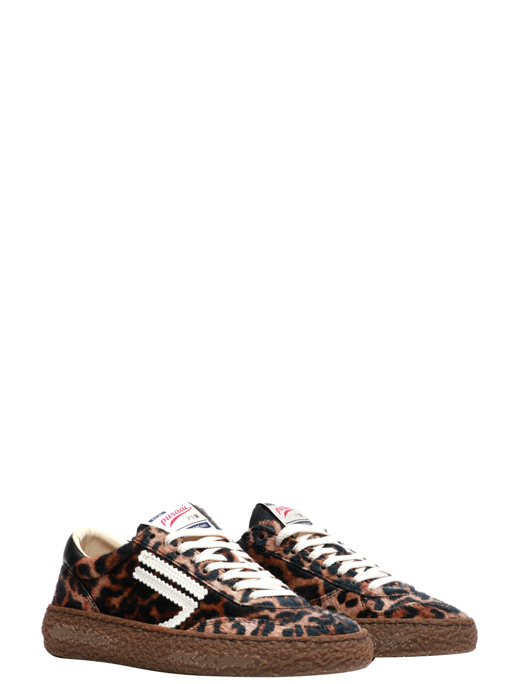PURAAI Scarpe Sneakers Polly in Cavallino Eco Animalier Nero/camel