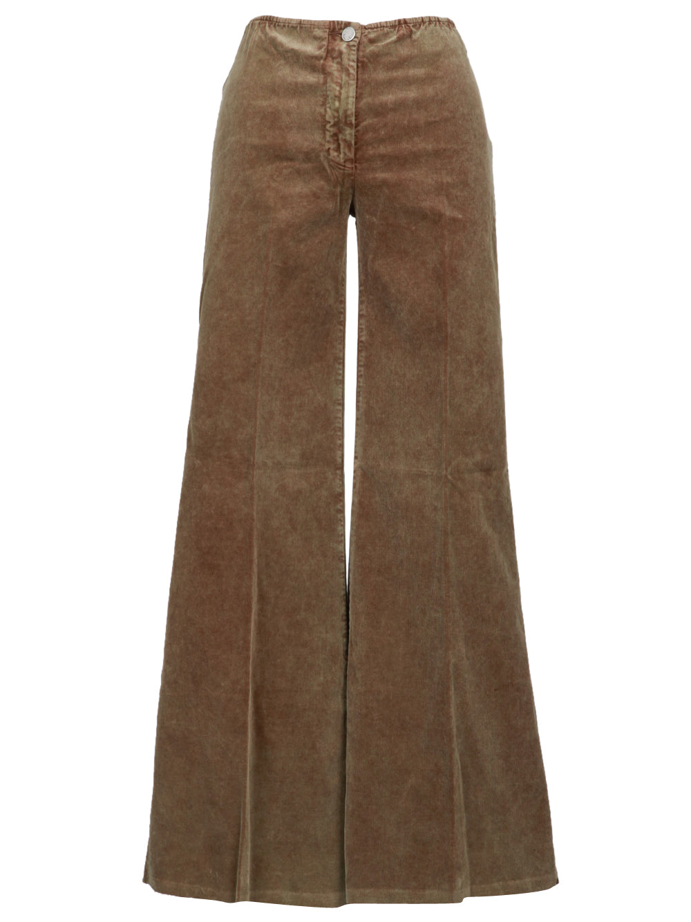 ROSE E LINI Pantaloni Favignana Palazzo in Velluto Verdi Militare Verde