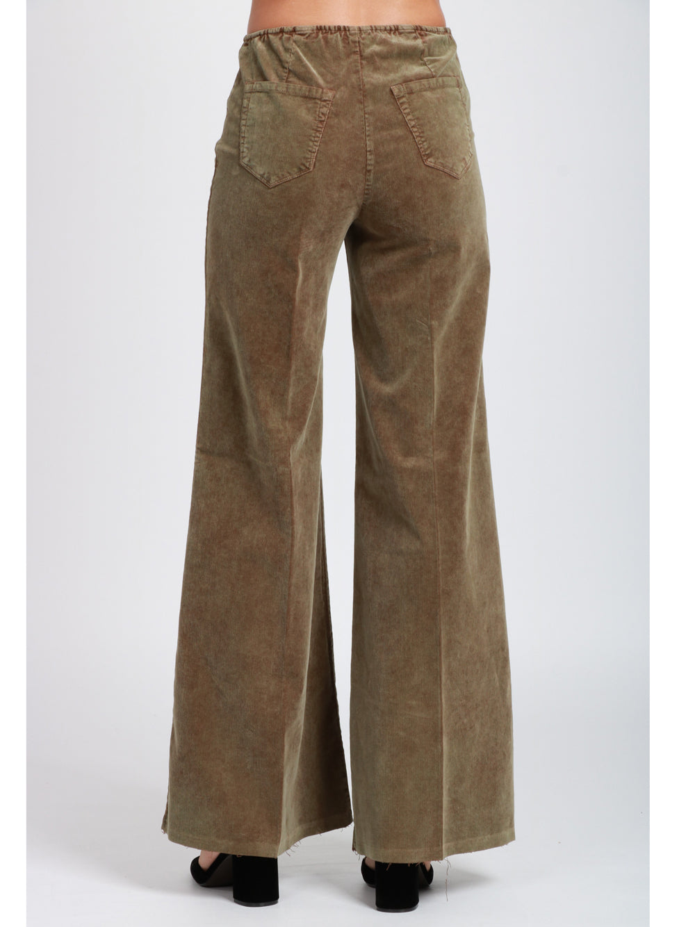 ROSE E LINI Pantaloni Favignana Palazzo in Velluto Verdi Militare Verde