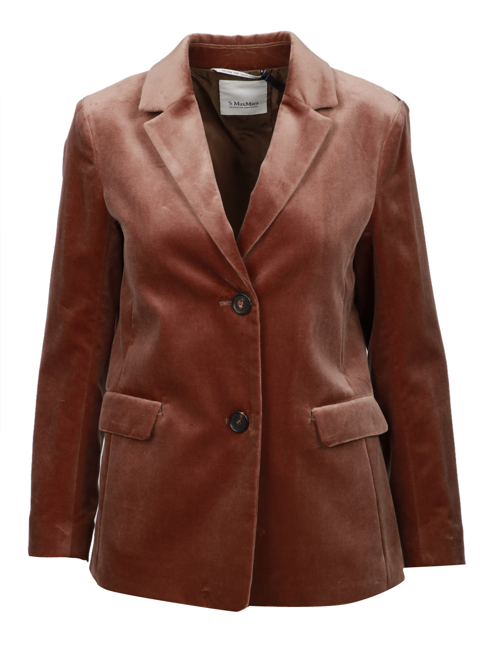 S MAXMARA Giacca Agata Monopetto in Velluto Marrone Marrone