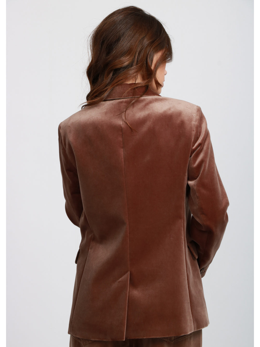 S MAXMARA Giacca Agata Monopetto in Velluto Marrone Marrone