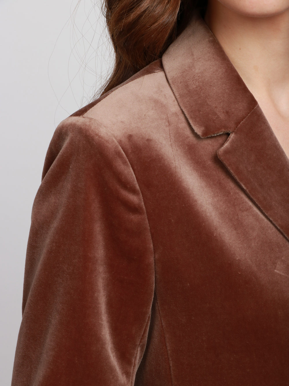 S MAXMARA Giacca Agata Monopetto in Velluto Marrone Marrone