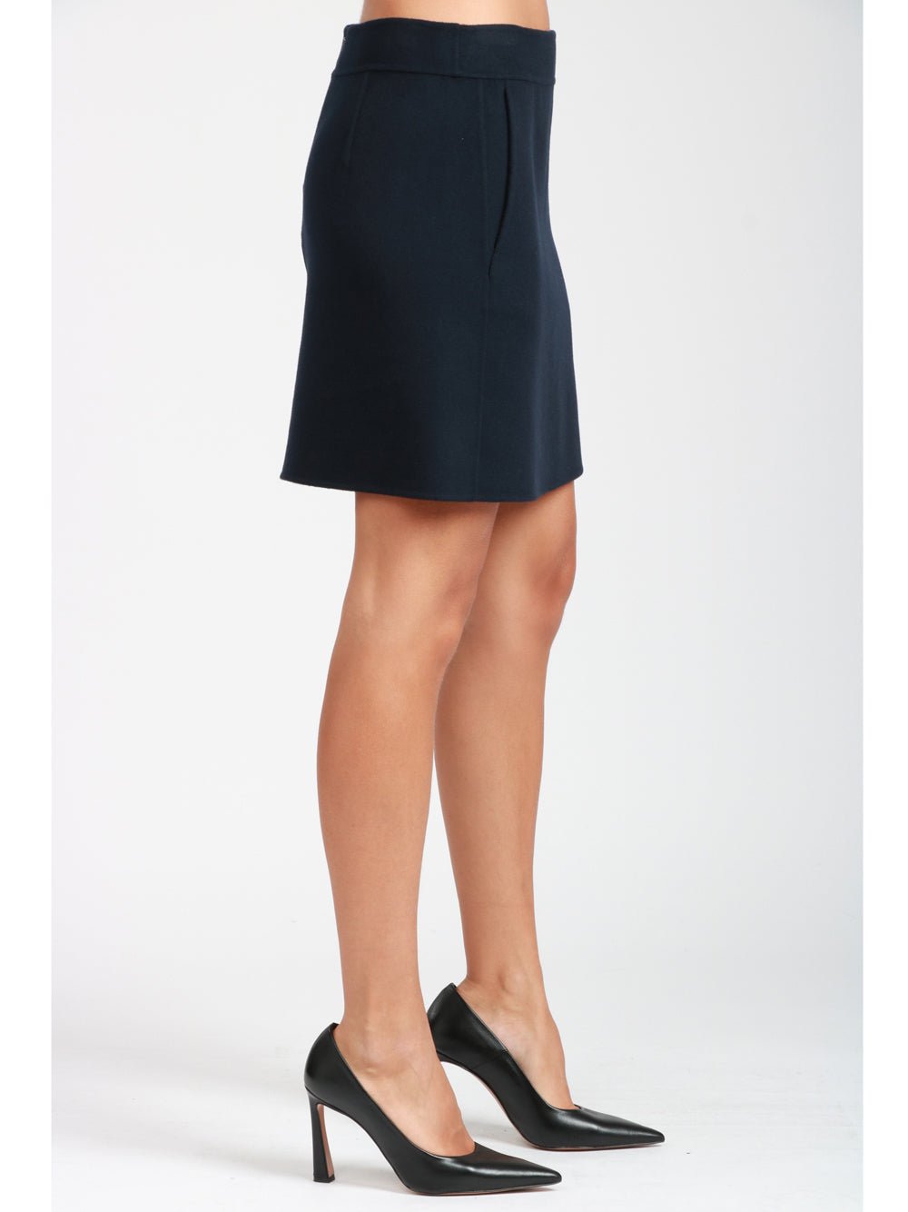 S MAXMARA Gonna Aida Corta in Lana Blu Blu