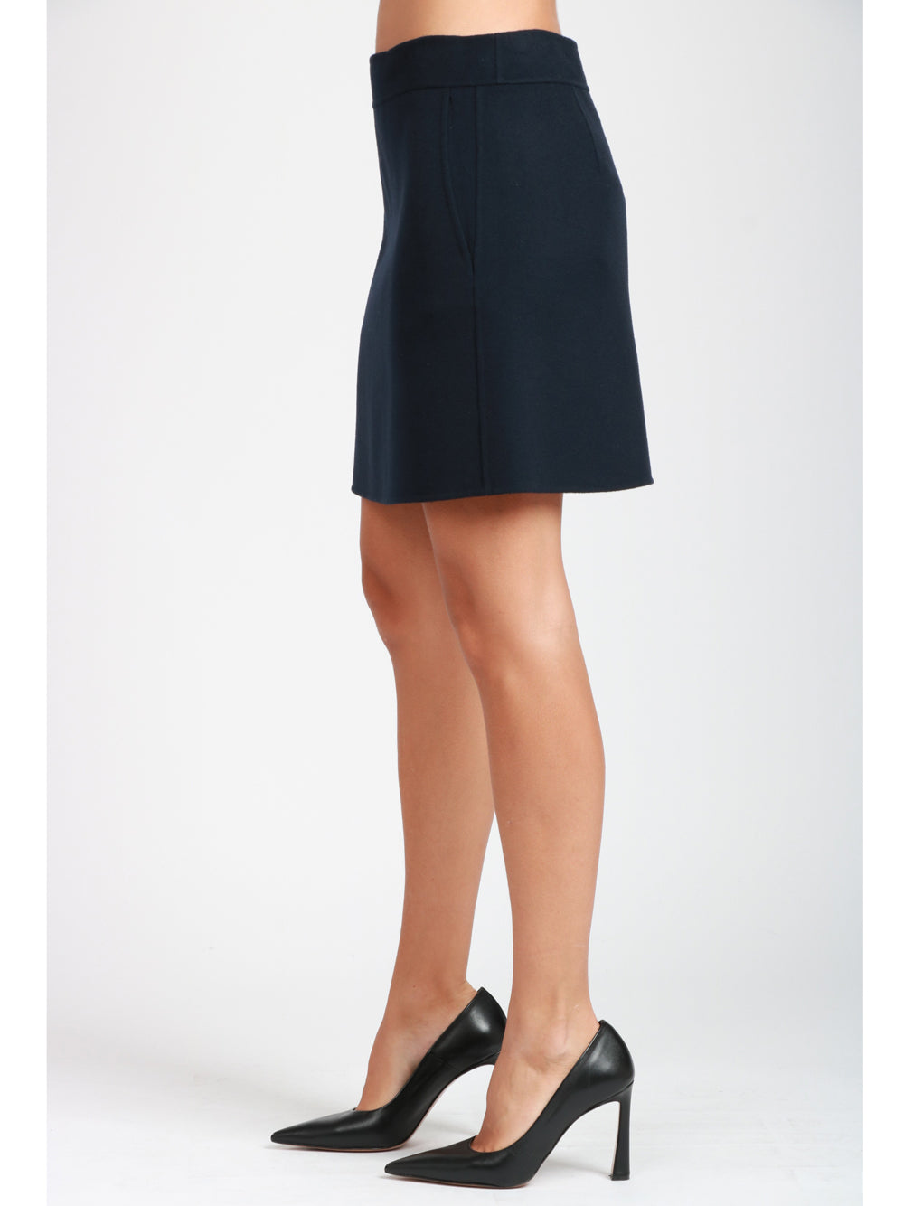 S MAXMARA Gonna Aida Corta in Lana Blu Blu