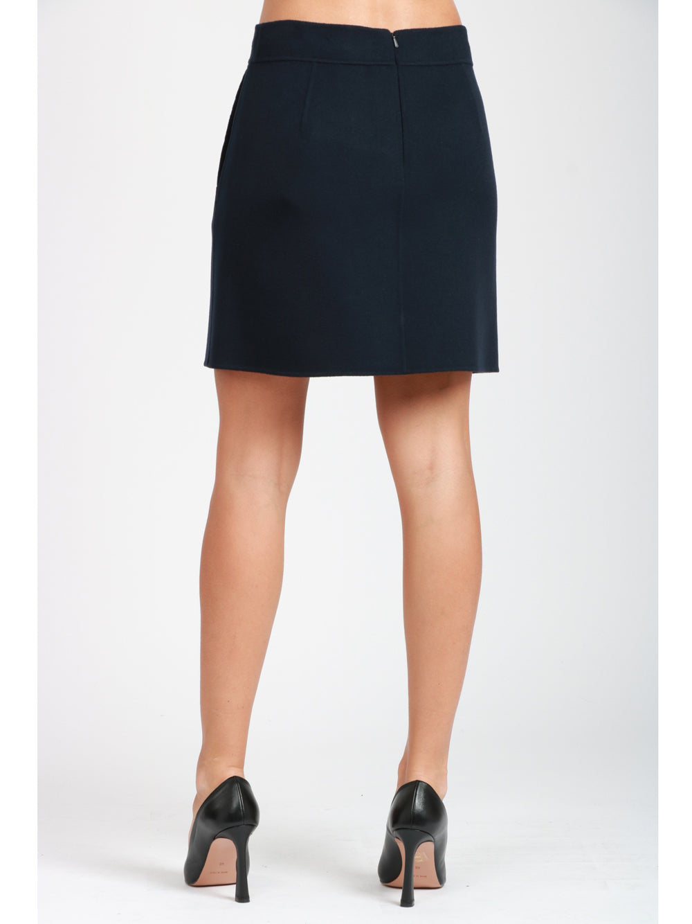 S MAXMARA Gonna Aida Corta in Lana Blu Blu