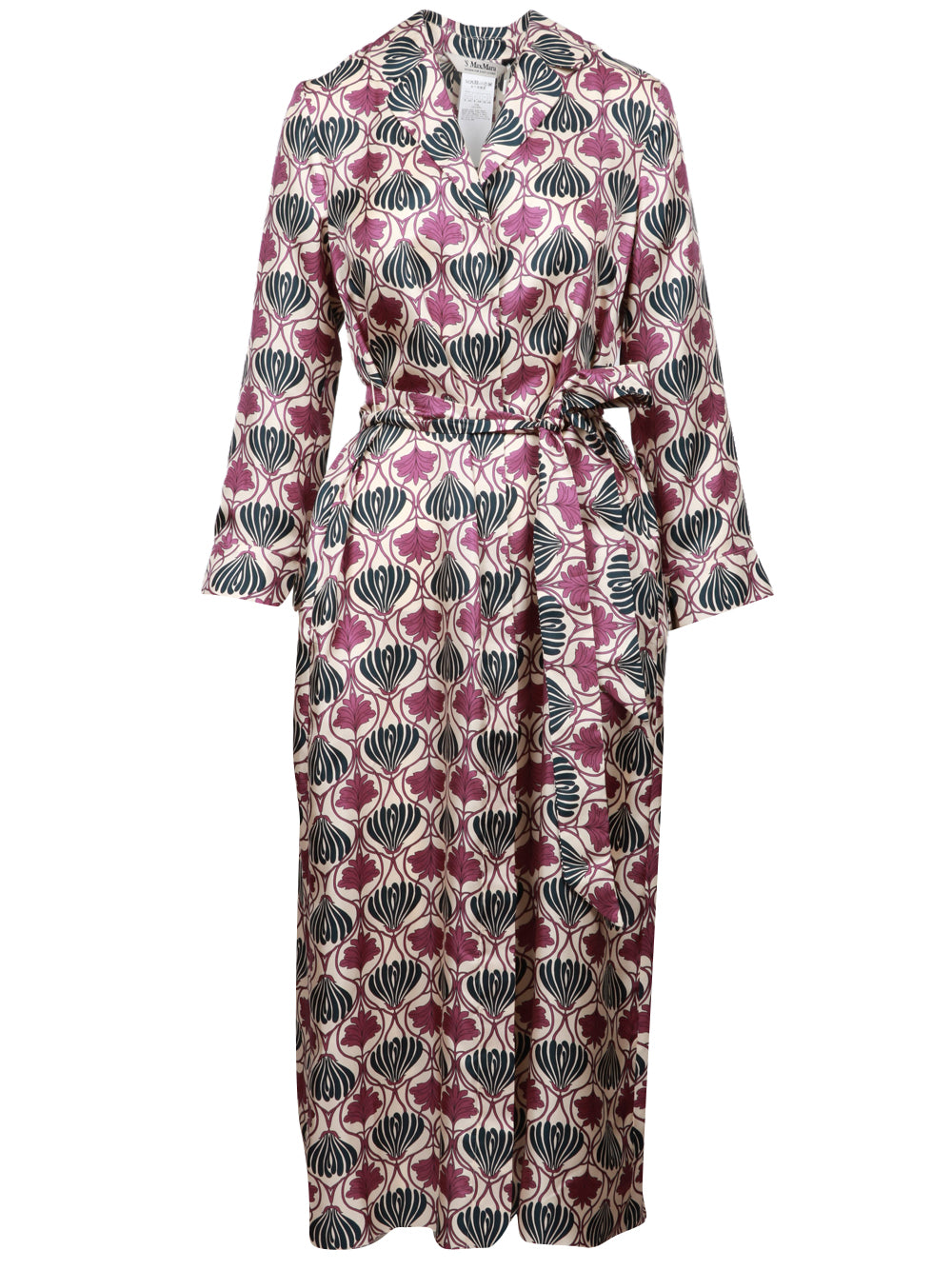 S MAXMARA Vestito Albert Chemisier in Seta Avorio con Stampa Floreale Avorio rosa blu