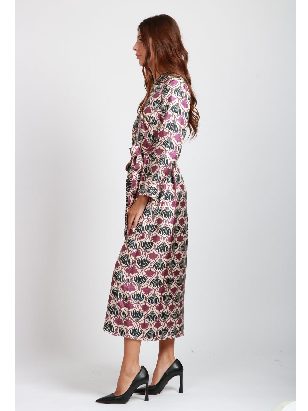 S MAXMARA Vestito Albert Chemisier in Seta Avorio con Stampa Floreale Avorio rosa blu