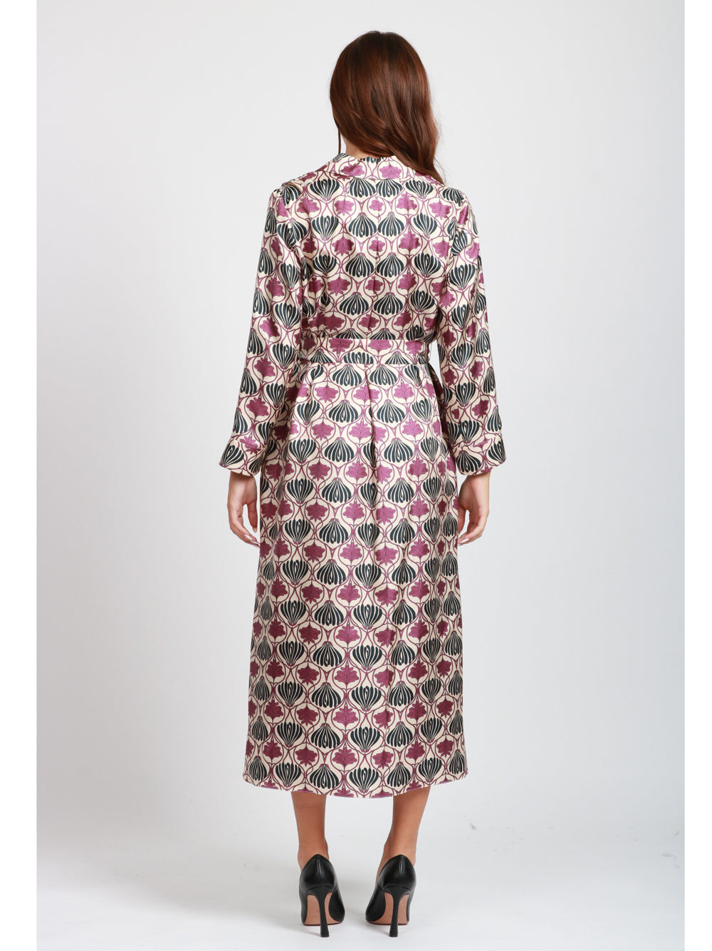 S MAXMARA Vestito Albert Chemisier in Seta Avorio con Stampa Floreale Avorio rosa blu