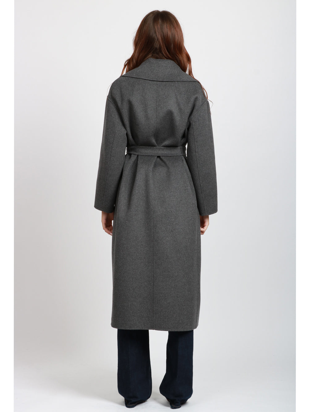 S MAXMARA Cappotto Alice Doppiopetto in Lana Vergine Grigio con Fusciacca Grigio