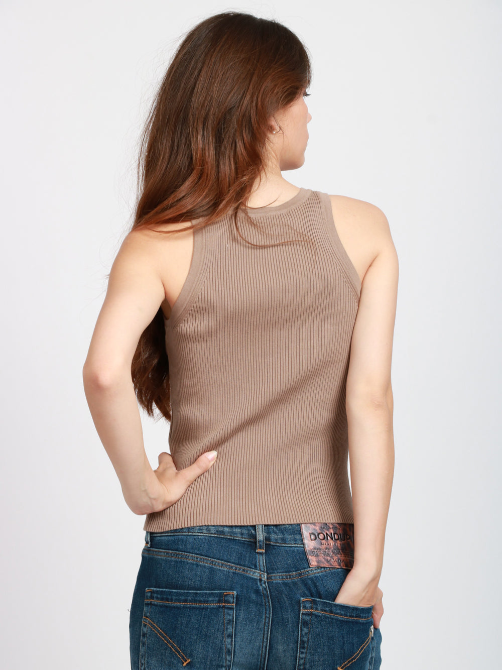 S MAXMARA Top Amburgo in Cotone a Costine Camel Camel